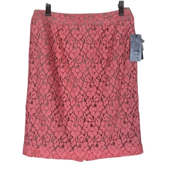 NWT Apt. 9 Lace Skirt Womens 0P Pink Floral Lined Mini Romantic Feminine Spring - Picture 1 of 6
